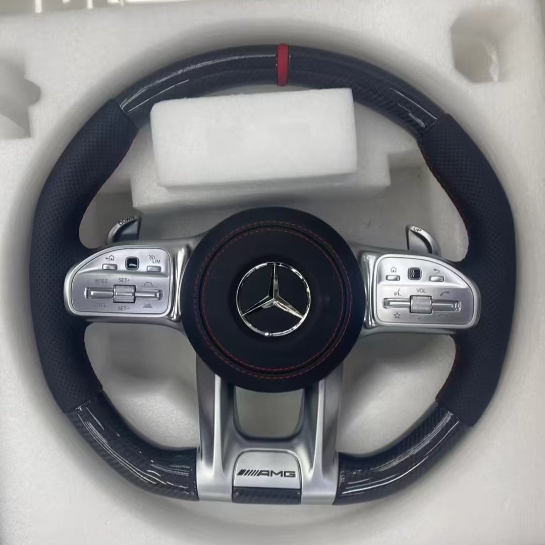 MERCEDES-BENZ AMG CUSTOM PERSONALIZED STEERING WHEEL LEATHER-CARBON 