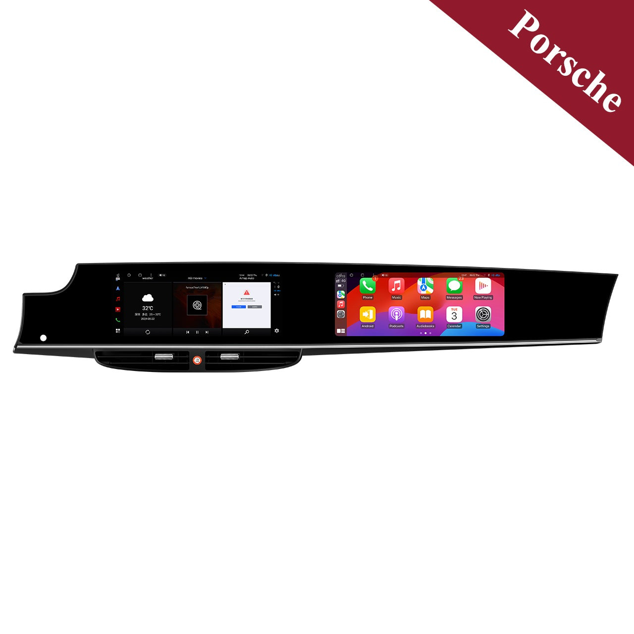 PORSCHE PANAMERA 970 2010-2016 DOPPIO MONITOR 24.6" ANDROID 14 OCTA CORE 8 GB RAM + 128 GB ROM MONITOR NAVIGATORE CARPLAY ANDROID AUTO 4G LTE WIFI CAR TABLET DOUBLE MONITOR