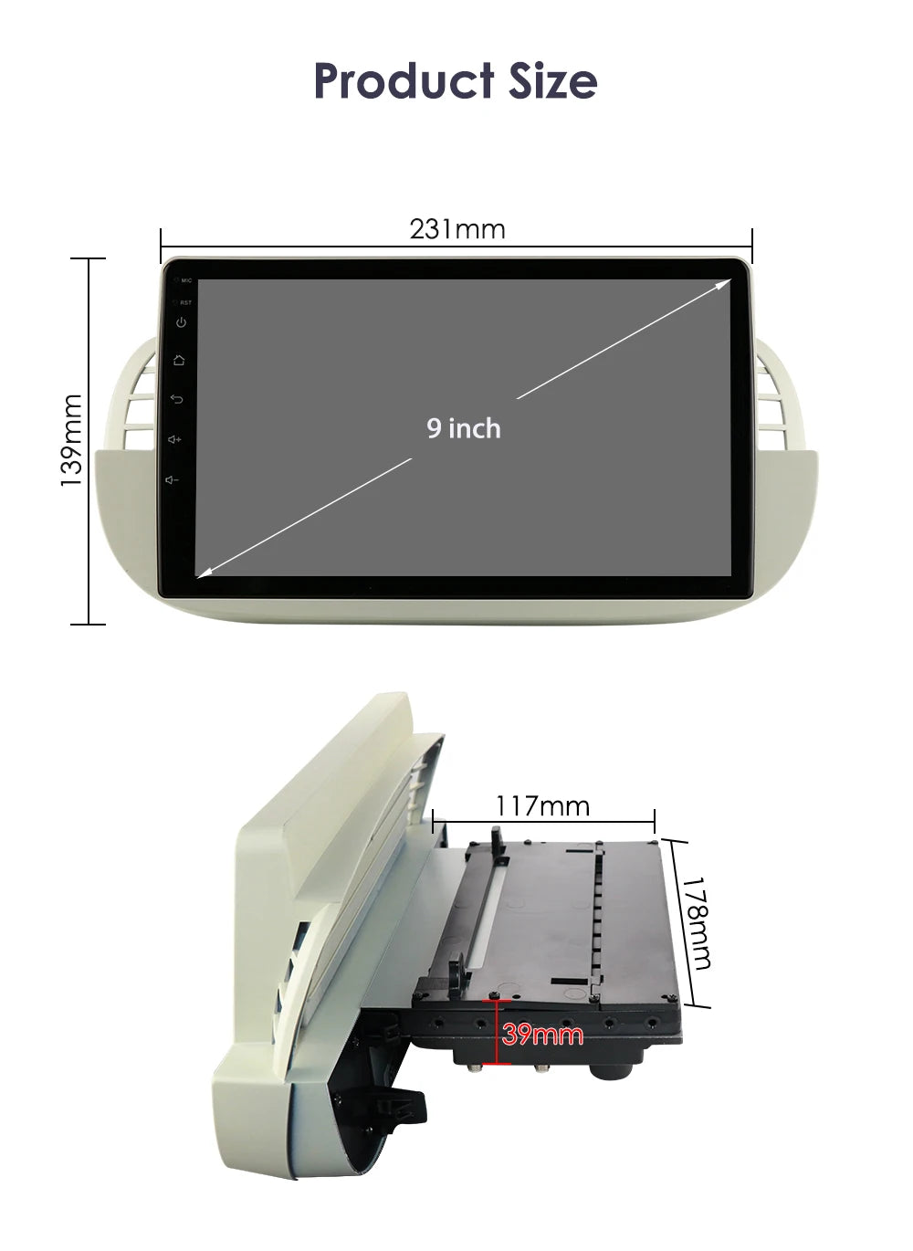 500 595 FIAT ABARTH 9" 2007-2016 apple carplay android auto navigatore wifi gps bluetooth