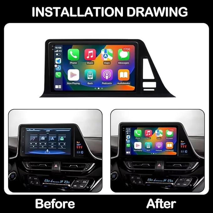 TOYOTA CH-R QLED APPLE CARPLAY ANDROID AUTO GPS WIFI 4G DSP MONITOR NAVIGATORE