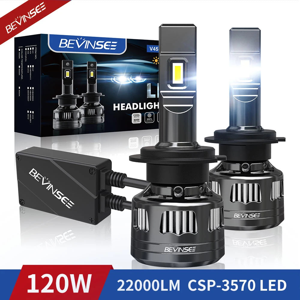 LED Canbus H4 H7 H11 H1 H3 9005 HB3 9006 HB4 H8 9012 LED Headlights 120W High Power 22000LM 6000K Car Headlamp Bulb V45 