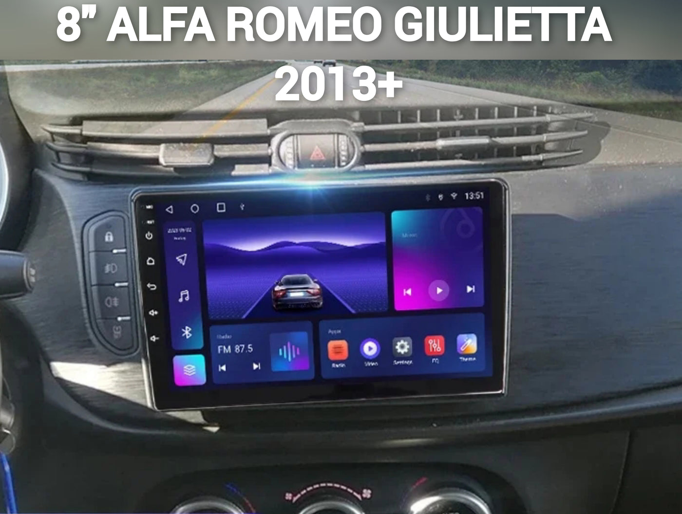 Alfa Romeo Giulietta 2013 - 2023 8" 2K QLED CARPLAY ANDROID AUTO 4G LTE WIFI BLUETOOTH