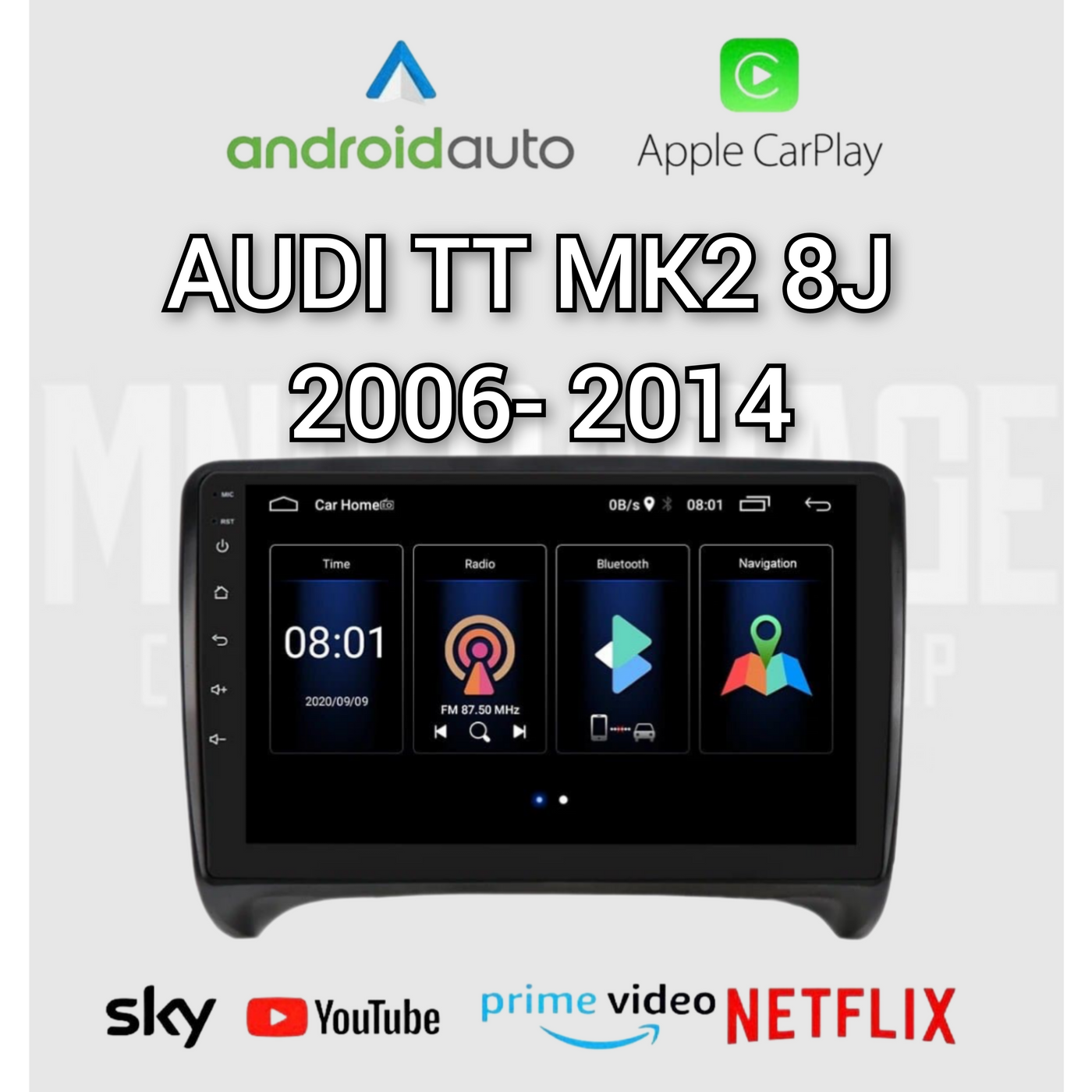 Audi TT MK2 8J 2006-2014 9" GPS Navi Android 14 8-Core 8+128GB DSP RDS 