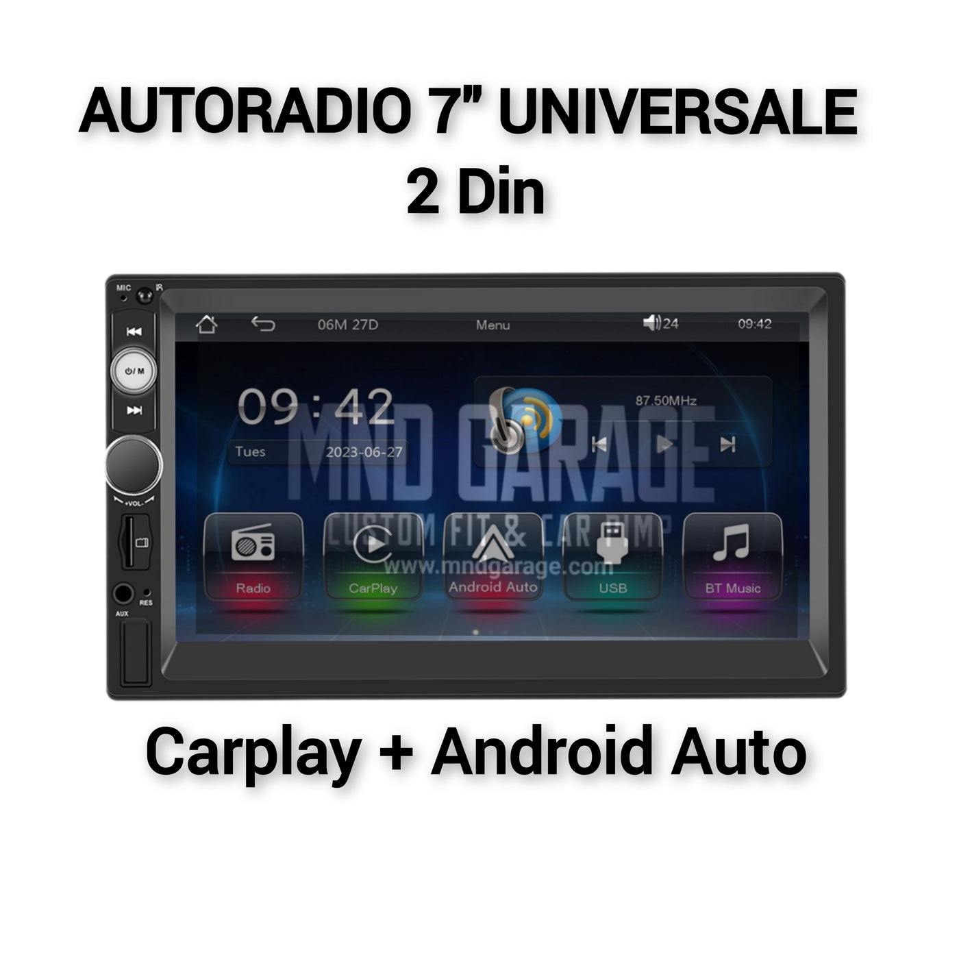 7" Universal 2 Din Car Radio MP3 MP5 Multimedia Player Audio Stereo Bluetooth Wireless Carplay /Android Auto Steering Wheel Controls 