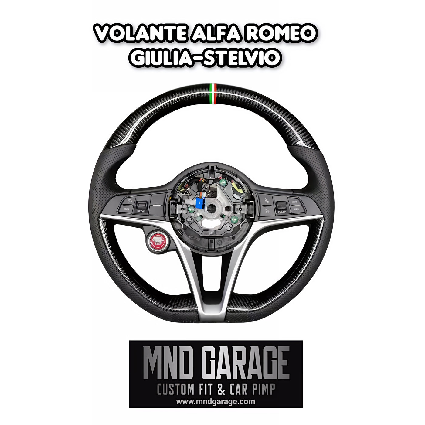 VOLANTE CUSTOM QUADRIFOGLIO in CARBONIO e PELLE per Alfa Romeo GIULIA e STELVIO 2016-2025