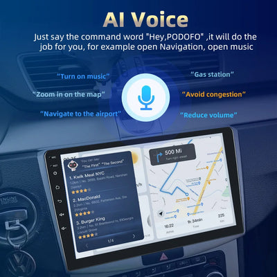 Podofo AI Voice Android Carplay Car Radio For Peugeot 408 2010-2012 2din Android Auto 4G Multimedia Navigation GPS Autoradio DSP