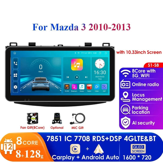 9'' 10.33 Inch 2Din 4G Android Car Stereo Radio Multimedia Video Player for Mazda 3 Mazda3 2011 - 2013 Nav GPS Head Unit Carplay