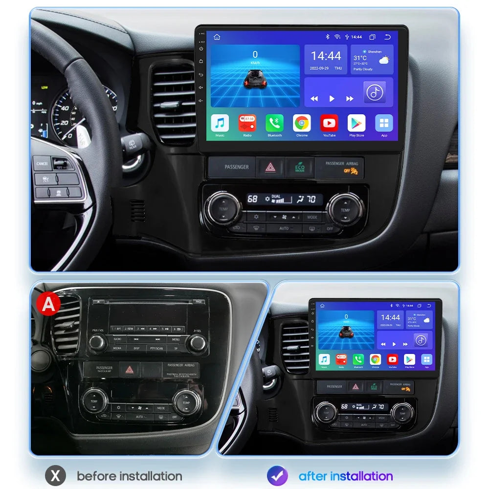 Carplay 4G-LTE 2Din Android 12 Car Multimedia Player Radio for Mitsubishi Outlander 3 2012-2018 GPS Video Stereo Audio Head Unit