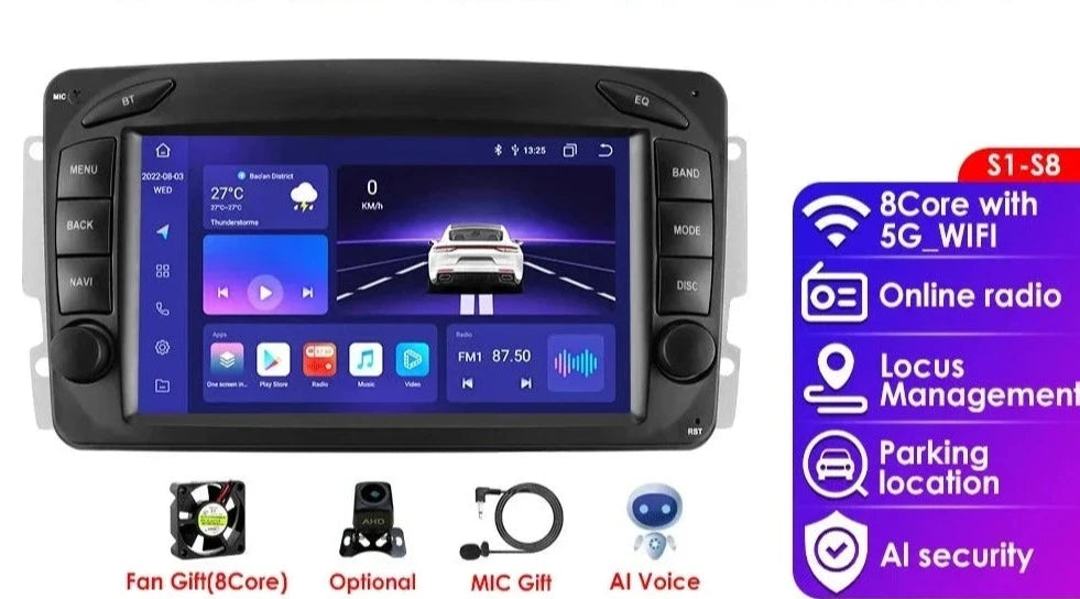 Octa-Core 2din Android 12 Radio Stereo Car Multimedia Player for Mercedes Benz W203 Vito W639 W168 Vaneo CLK W209 Navigation RDS 