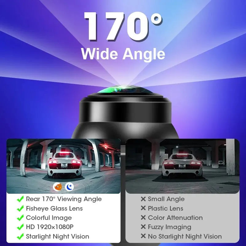 Rear View Camera 170° Fisheye Lens No Punching Required Night Vision Vehicle Backup Rear View Camera