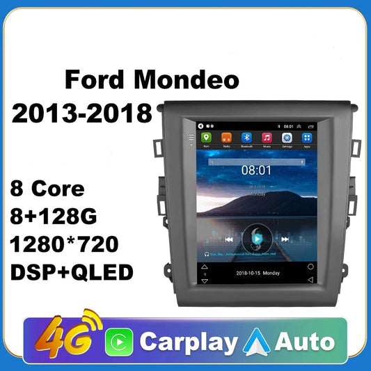 Ford Mondeo 2013-2018 2 Din Autoradio Video AI Voice GPS Navi 4G WiFi Android Carplay