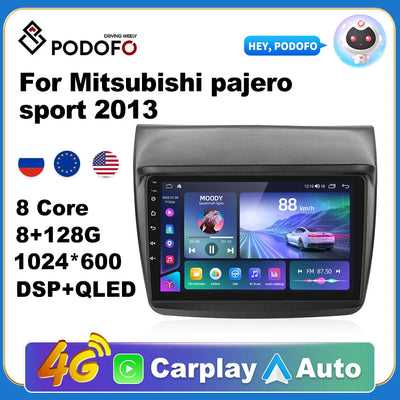 Podofo Car Android CarPlay Radio Multimedia Player For Mitsubishi Pajero Sport 2013 2Din Autoradio Video AI Voice GPS Navi 4G