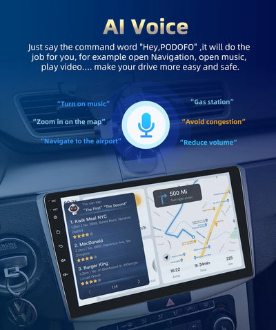 Podofo Autoradio 2Din Android Radio Carplay For Skoda Fabia 2008-2014 AI Voice 4G GPS Car Multimedia Video Player Stereo 2din