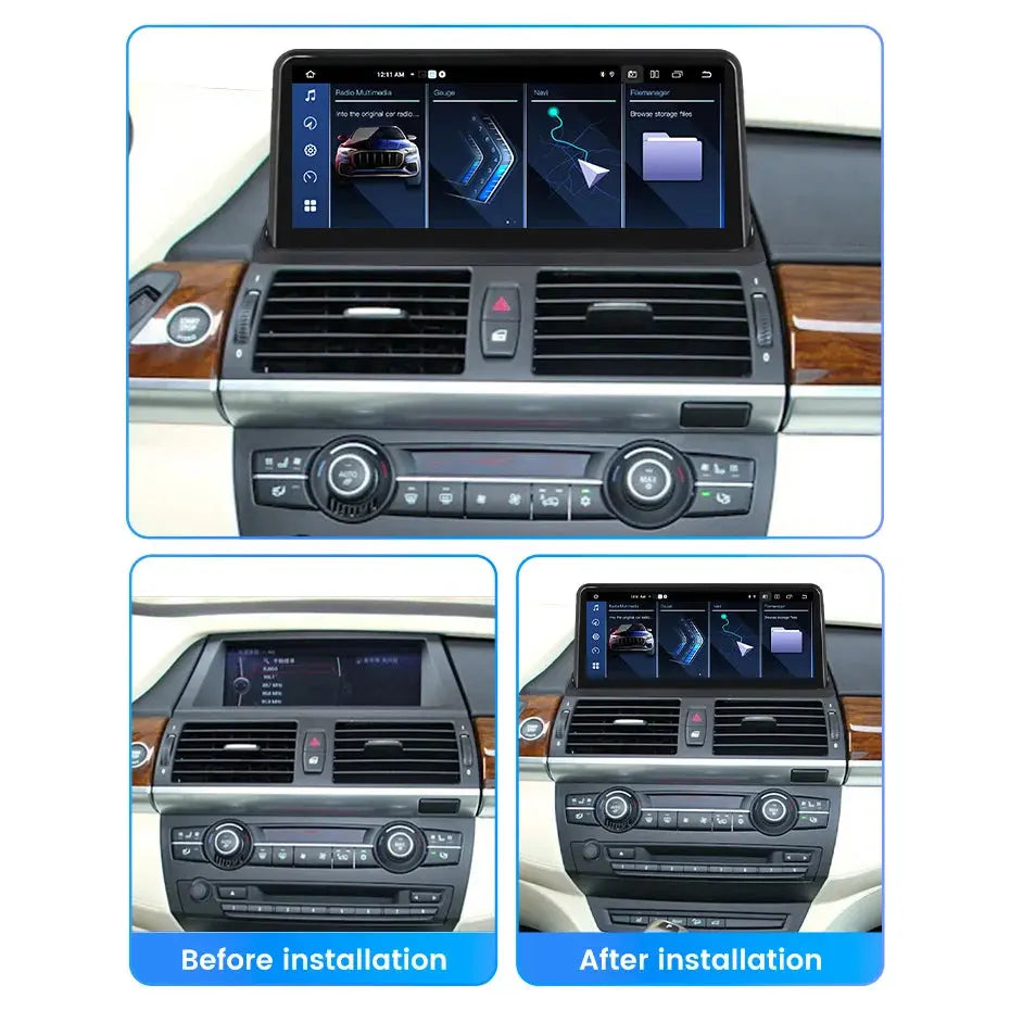 Autoradio Android 14 Qualcomm Pour BMW X5 E70 / X6 E71 - Écran IPS 10,25", CarPlay & Android Auto Sans Fil, GPS Intégré