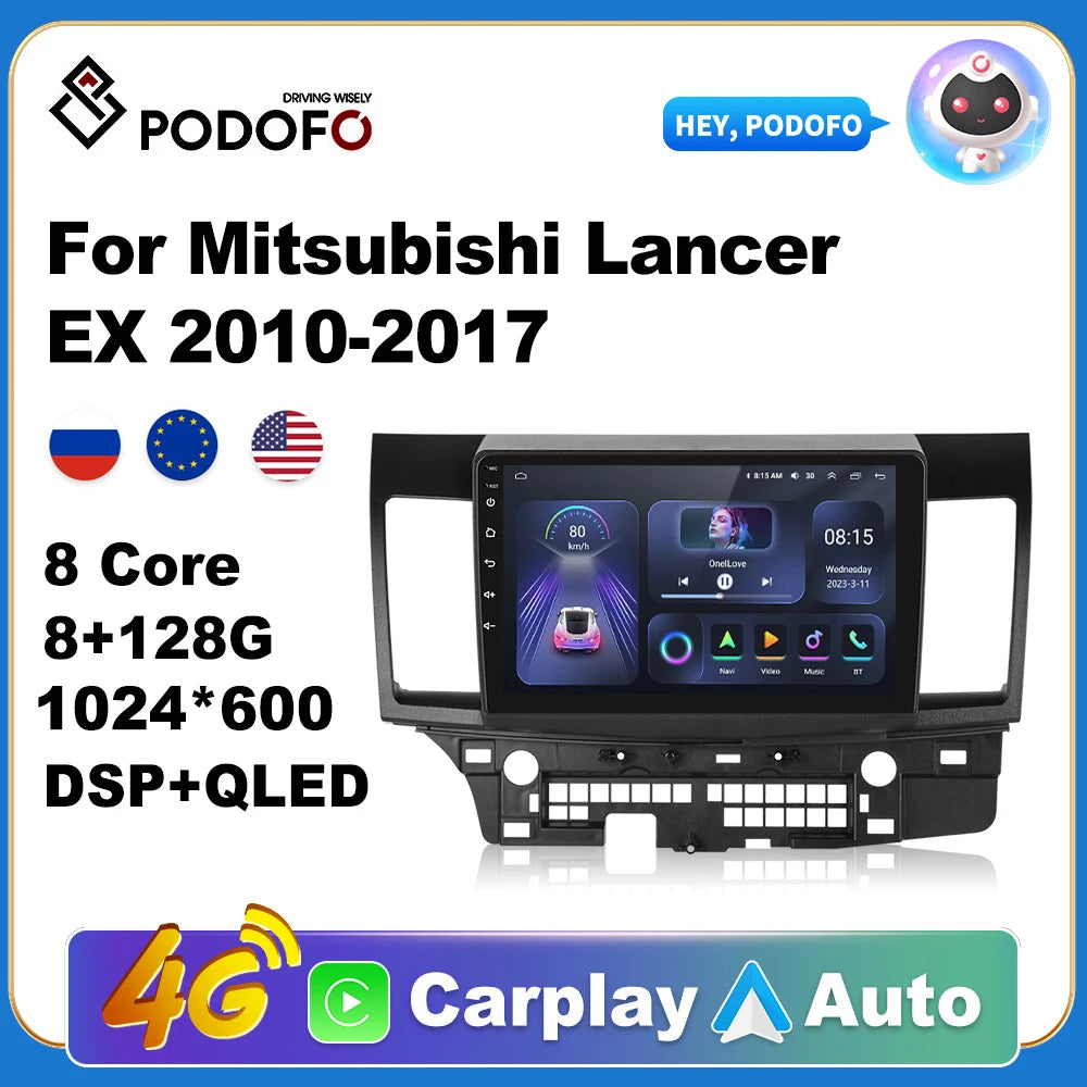 Podofo For Mitsubishi Lancer EX 2010 Car Radio Multimedia Video Player Navigation stereo autoradio DSP Android No 2din 2 din dvd