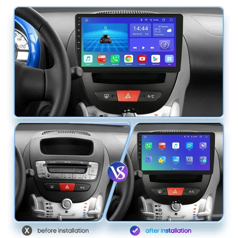 Peugeot 107 Toyota Aygo Citroen C1 GPS Carplay Auto 4G RDS