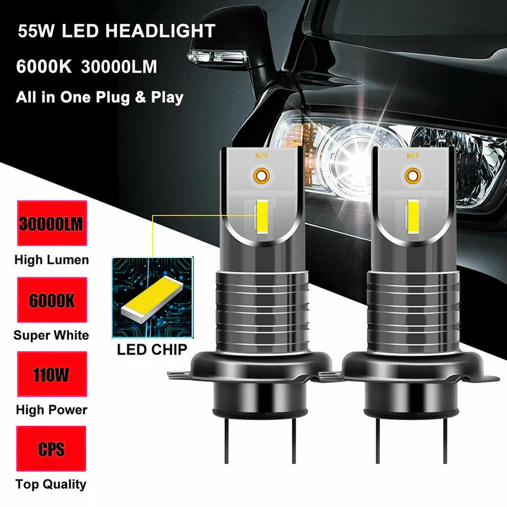 H7 110W 1:1 MINI CSP LED NO ERRORI  30000LM 6000K