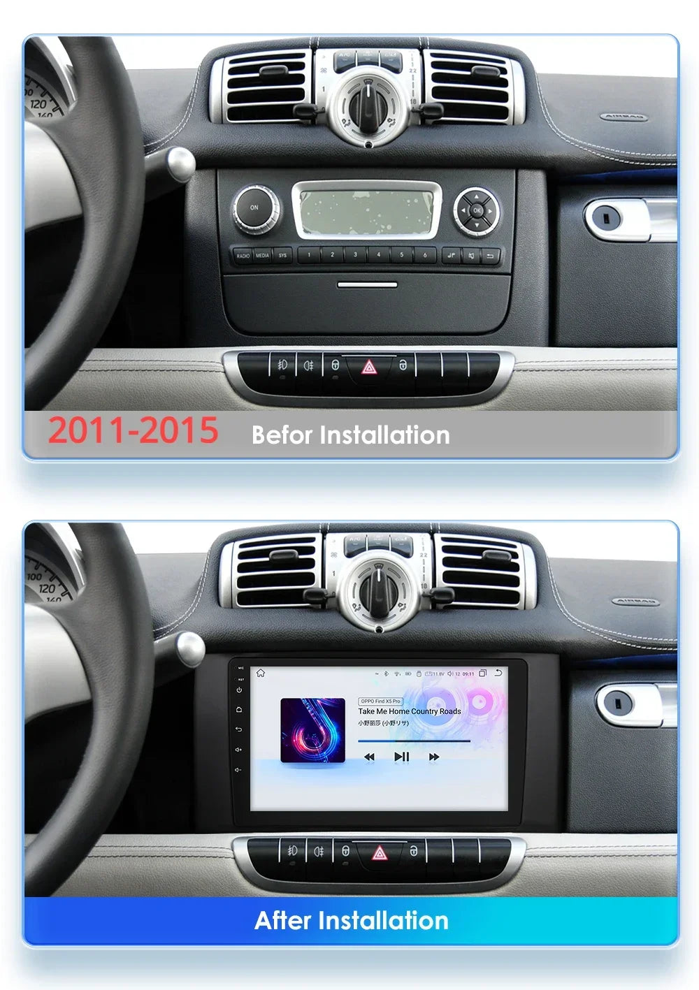 Smart Fortwo 451 2005 - 2015 Android Carplay