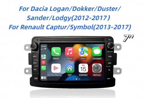 DACIA DUSTER 2011-17 LOGAN DOKKER SANDERO LODGY RENAULT CAPTUR SYMBOL 2012-2018 MONITOR CARPLAY ANDROID AUTO GPS NAVIGATORE 7"