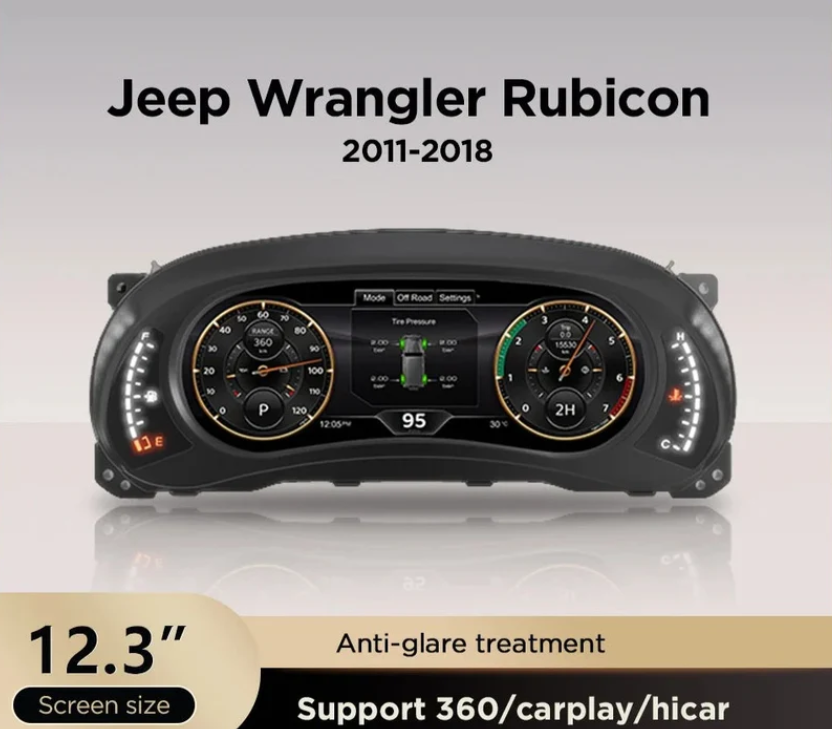 Jeep Wrangler 2011-2018 Virtual cockpit 12.3" LCD Digital Dashboard Plug and Play 