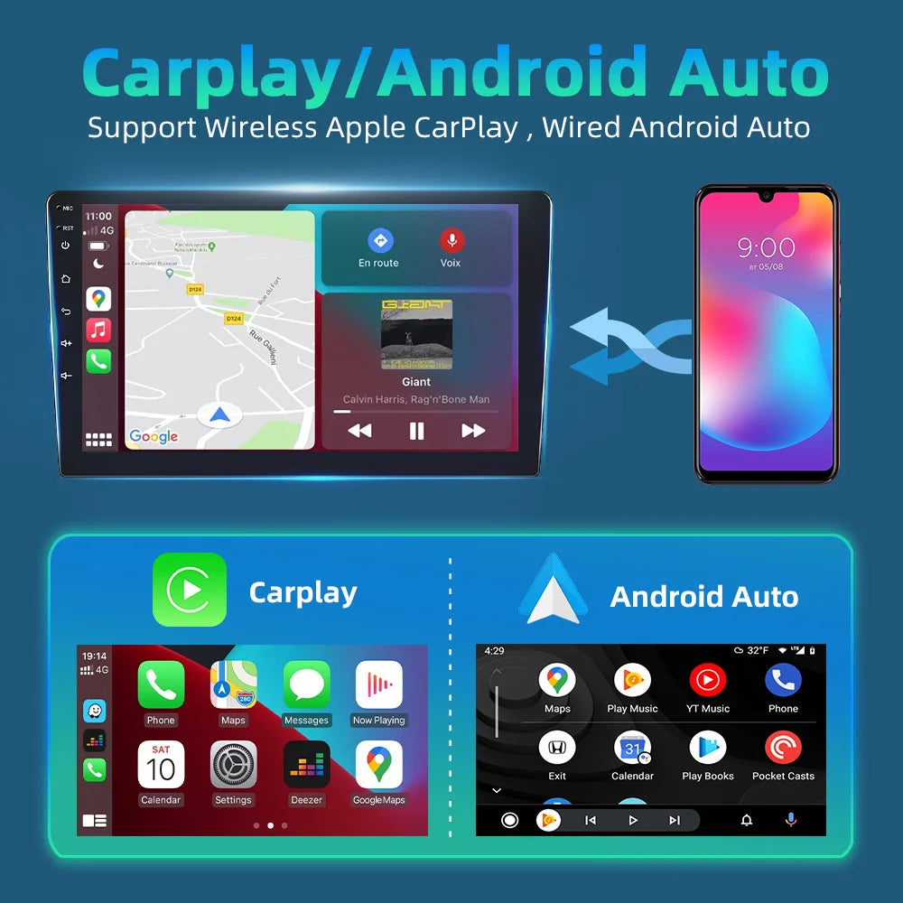 Podofo Carplay Auto Stereo Car Radio For Mercedes-Benz C-Class/CLK 2002-2004 4G WIFI 2 Din Android Radio DSP BT GPS Navigation