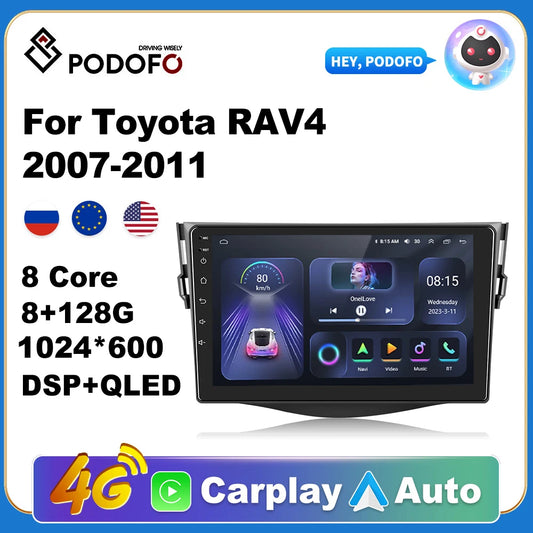 Podofo For Toyota RAV4 2007-2011 Car Radio Multimedia Video Player Navigation stereo autoradio DSP Android No 2din 2 din dvd