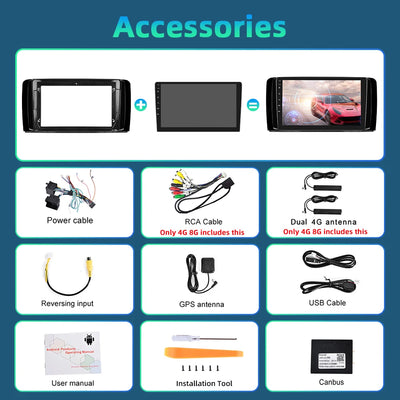 Podofo 9'' 2 Din Car Radio For Mercedes-Benz R-class R300 2006-2014/R350 2006-2014 Multimedia Player Carplay Android Auto Audio