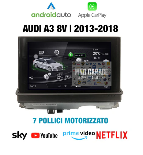 AUDI A3 8V 7" MOTORIZZATO QLED WIFI 4G LTE WIFI ANDROID AUTO CARPLAY